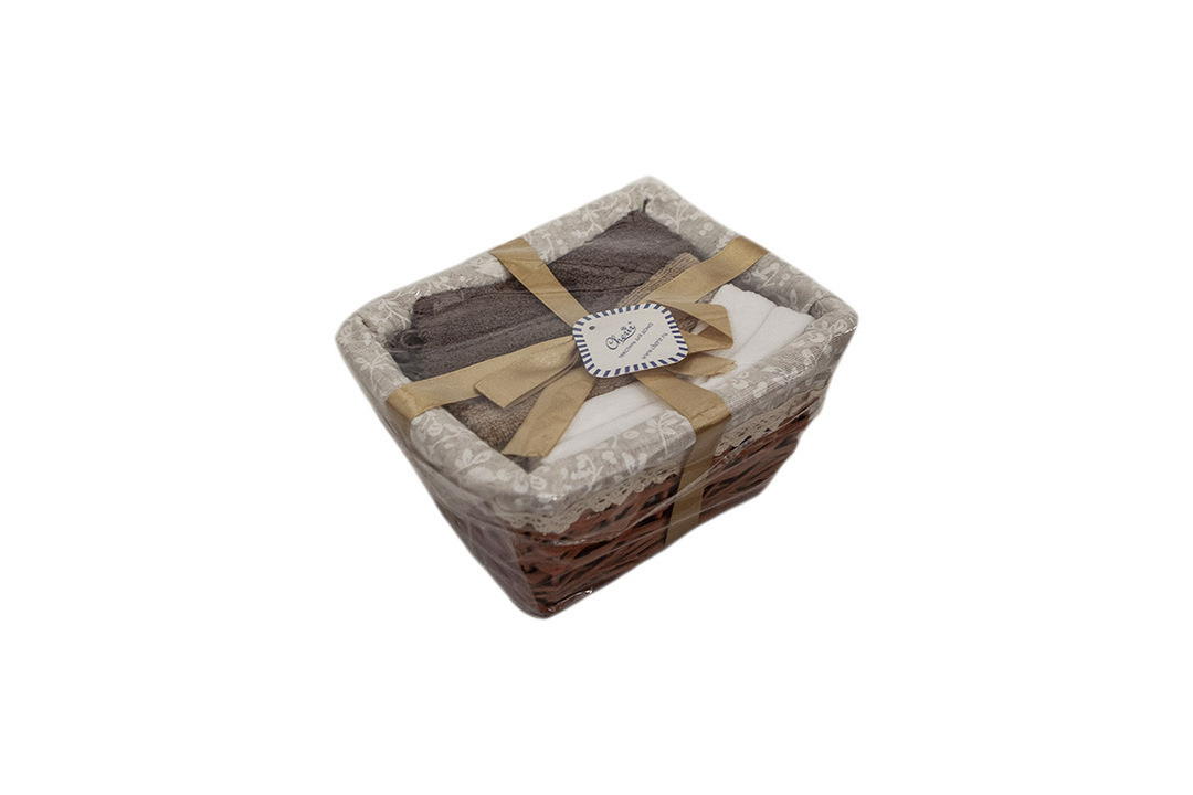 Набор салфеток в подарочной корзинке Cherir/Черир М <4290017-5,  6 предметов 30*30, коричневый>