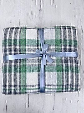 Плед Метро с бахромой Влади, белый-серый-зеленый, CANNY