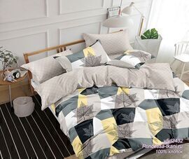 КПБ поплин Оливковая коллекция с простыней на резинке Реноме 