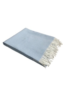 Плед Валенсия с бахромой Влади, белый-голубой, BOUCLE REPS<9050198 BOUCLE REPS, 140*200, белый-голубой, 1.5 спальные>