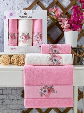 Набор полотенец махровых Duru Merzuka<3 предмета 50*90-2шт+70*140, розовый> (арт.11778, 11779)