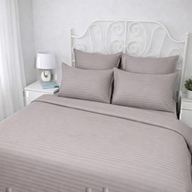 КПБ страйп-сатин однотонный Графитовая коллекция с простыней на резинке Реноме 